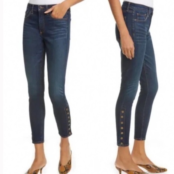 Veronica Beard Debbie High Rise Skinny Jeans Snap Button Side Vent - Picture 1 of 15